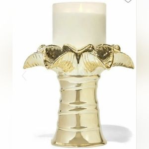 Bath and Body Works Gold palm tree 3-wick candle holder